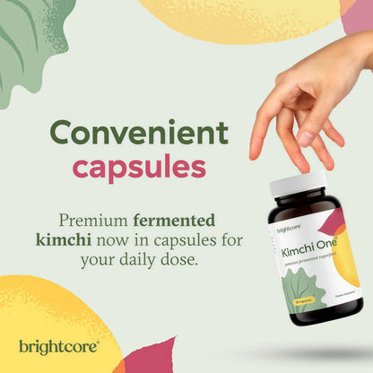 Brightcore Nutrition - Kimchi One, Kimchi Powder Capsules, Probiotics, Enzymes, & Antioxidant Supplement, Premium Gut Health Superfood for Overall Well Being, Gluten-Free, 90 Vegan Capsules